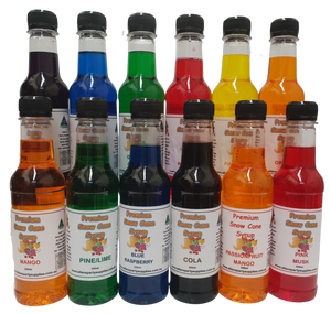 12 x 250ml, Snow Cone Syrups, Ready to Use, Shaved Ice, FREE POSTAGE,