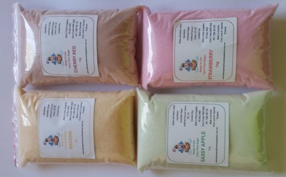Fairy Floss Sugar Ready to Use, 4 x 1kg Assorted Flavours, Fairy Floss Machine