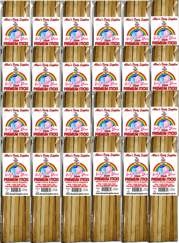 #5p APS, 24 x 25 pack Premium Eco Friendly Bamboo Fairy Floss Sticks, 250mm