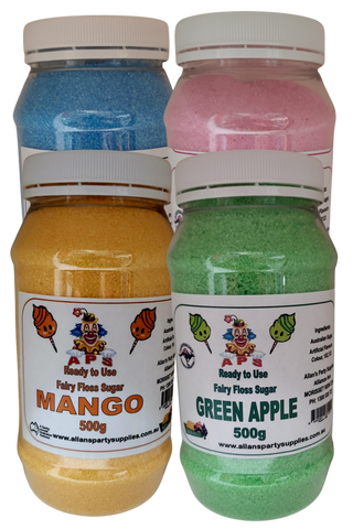 #2 APS, Premium Fairy Floss Sugar, Value Pack 4 x 500g Resealable Jars Over 35 flavours