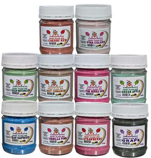 #4 APS, 10 X 150G Jars, Concentrated Fairy Floss Sugar. You Choose your flavours