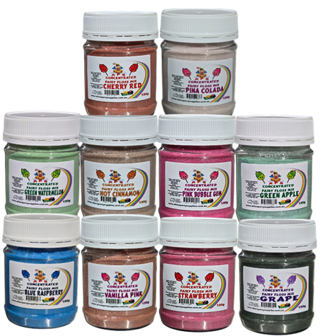 #4 APS, 10 X 150G Jars, Concentrated Fairy Floss Sugar. You Choose your flavours