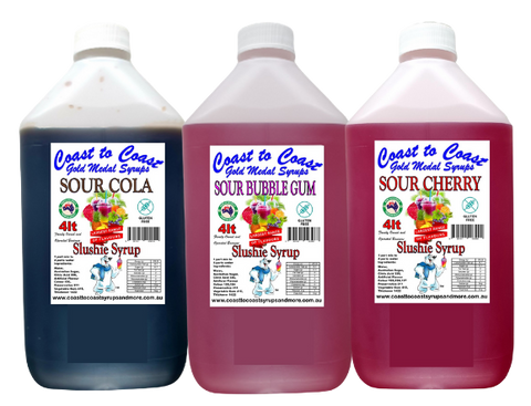 #3s Coast to Coast Gold Medal Syrups, Sour, 3x4ltr, Premium Sour Slushie Syrups