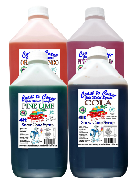 #6 Coast to Coast Gold Medal Syrups, 4X4ltr Premium Snow Cone Syrups