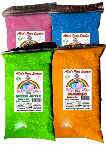 #2 APS, 4 x 500g bags Fairy Floss Sugar Ready to Use, 4 Flavours, You Choose Your Flavours
