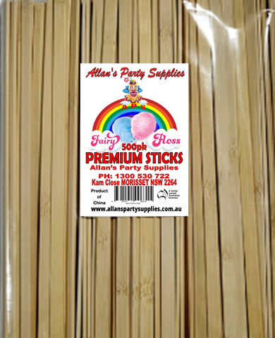 #5p APS, 500pk Premium Eco Friendly Bamboo Fairy Floss Sticks, Cotton Candy Sticks 250mm