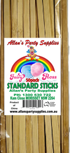#5s APS,50pk Standard Eco Friendly Bamboo Fairy Floss Sticks, 200mm