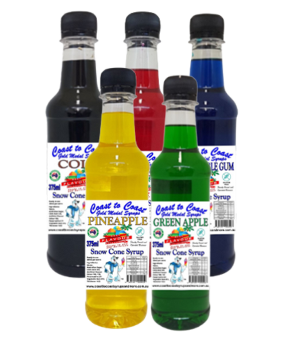 #2 Coast to Coast Gold Medal Syrups, Snow Cone Syrup 5 x 375 ml Assorted Flavours.