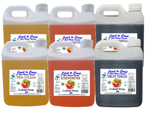 #2 Coast to Coast Gold Medal Syrups, 6 x 2ltr Premium Cocktail Syrup, Slushie Mix.
