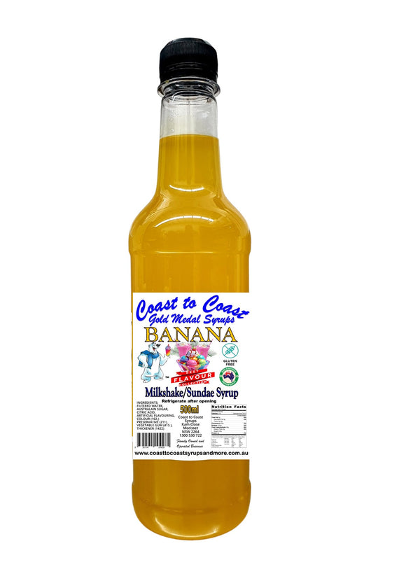 Banana, Milkshake/Sundae Syrup, 500ml Coast to Coast Gold Medal Syrups©