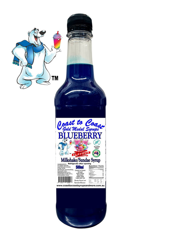 Blueberry, Milkshake/Sundae Syrup, 500ml Coast to Coast Gold Medal Syrups©
