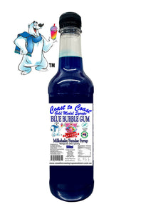 Blue Bubble Gum, Milkshake/Sundae Syrup, 500ml Coast to Coast Gold Medal Syrups©