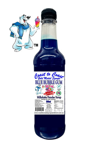 Blue Bubble Gum, Milkshake/Sundae Syrup, 500ml Coast to Coast Gold Medal Syrups©