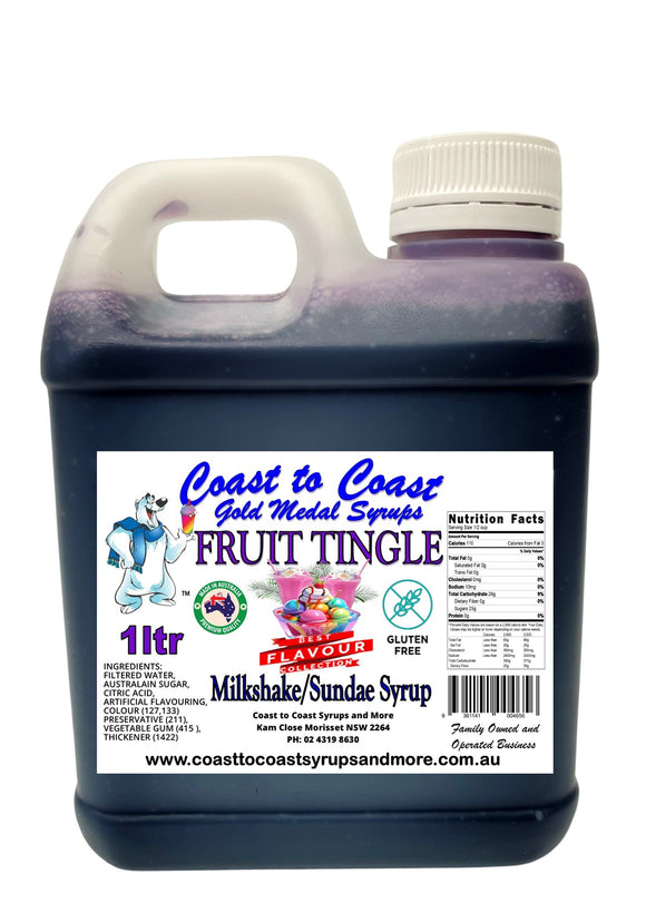 Fruit Tingle, Milkshake/Sundae Syrup, 1ltr Coast to Coast Gold Medal Syrups©
