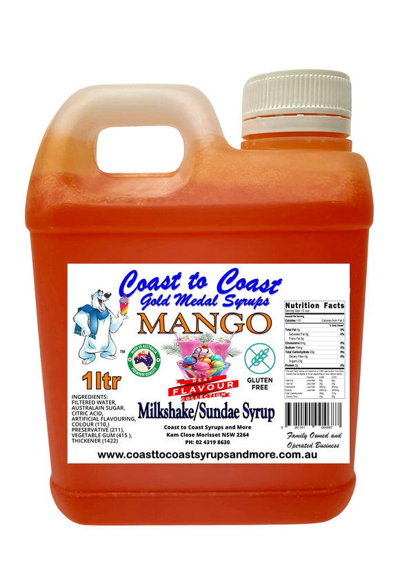 Mango, Milkshake/Sundae Syrup, 1ltr Coast to Coast Gold Medal Syrups©