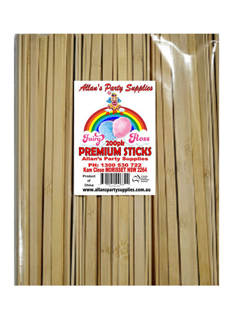 #5p APS, 200pk Premium Eco Friendly Bamboo Fairy Floss Sticks, 250mm