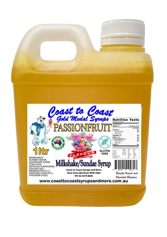 Passionfruit, Milkshake/Sundae Syrup, 1ltr Coast to Coast Gold Medal Syrups©
