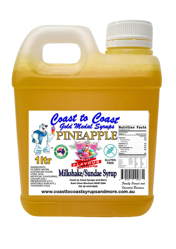 Pineapple, Milkshake/Sundae Syrup, 1ltr Coast to Coast Gold Medal Syrups©