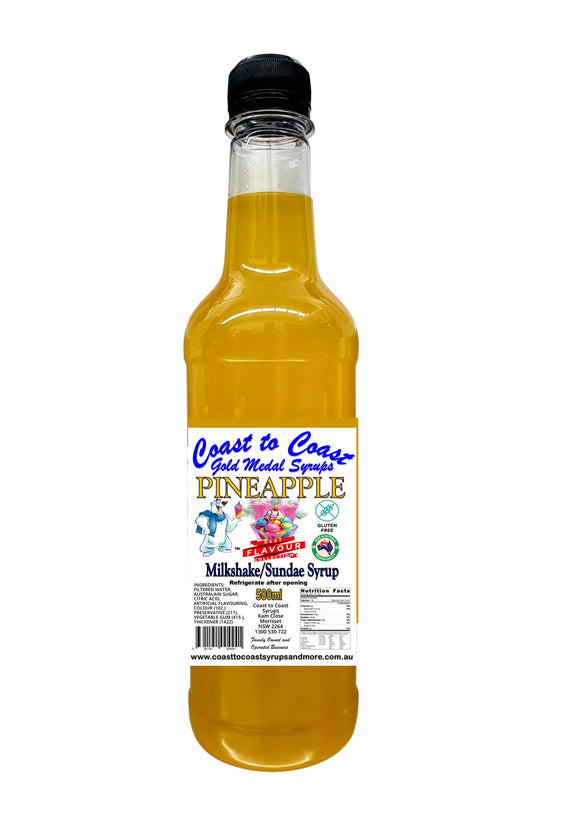 Pineapple, Milkshake/Sundae Syrup, 500ml Coast to Coast Gold Medal Syrups©