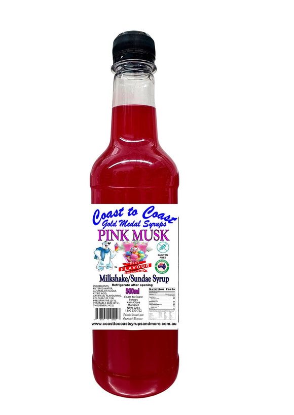 Pink Musk, Milkshake/Sundae Syrup, 500ml Coast to Coast Gold Medal Syrups©