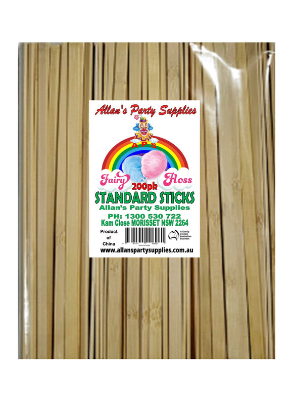 #5s APS, 200pk Standard Eco Friendly Bamboo Fairy Floss Sticks, 200mm