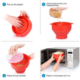 #6 APS, High Quality Microwave Popcorn Bowl Bucket Silicone DIY Popcorn Maker with Lid