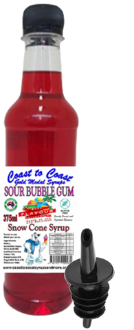 #2 New Sour Range, Coast to Coast Gold Medal Syrups 375ml Snow Cone Syrups with Bottle Pourer