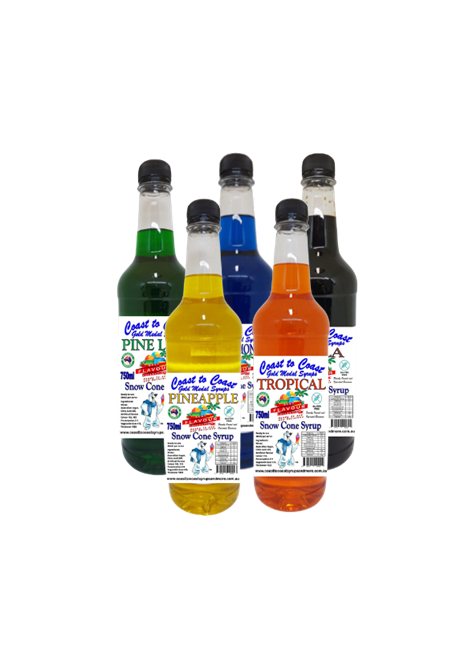 #3 Coast to Coast gold medal Syrups, 5 x 750ml Ready-to-Use Syrup (RTU) Snow Cone.