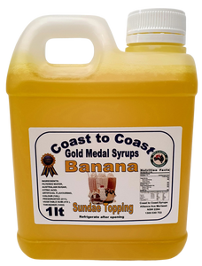 Gold Medal Banana Flavoured Milkshake Syrup, 1L Thickshake, Sundae, Topping