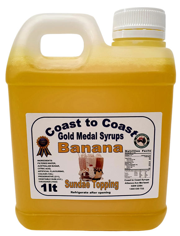 Gold Medal Banana Flavoured Milkshake Syrup, 1L Thickshake, Sundae, Topping