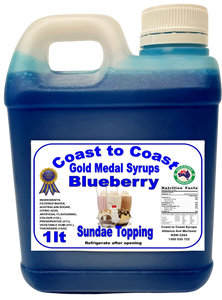Gold Medal Blueberry Flavoured Milkshake Syrup, 1L Thickshake, Sundae, Topping