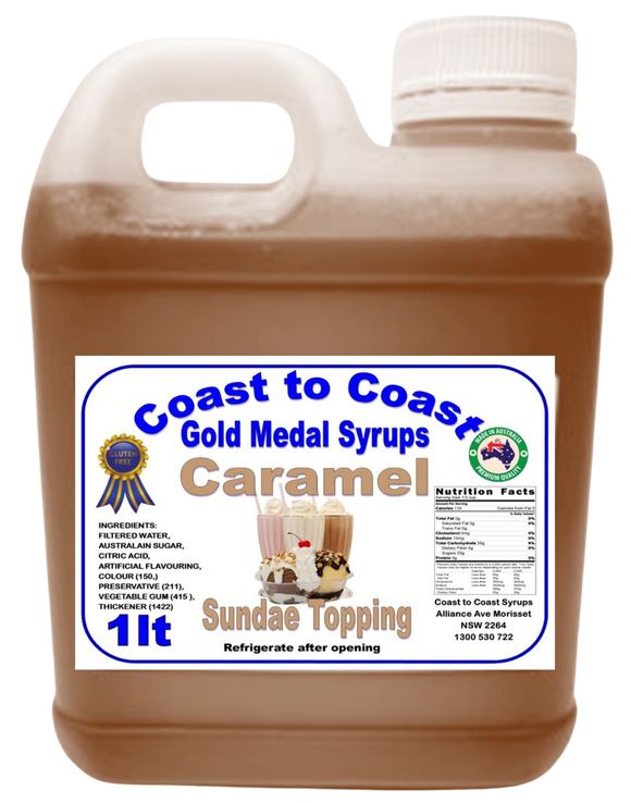 Gold Medal Caramel Flavoured Milkshake Syrup, 1L Thickshake, Sundae, Topping