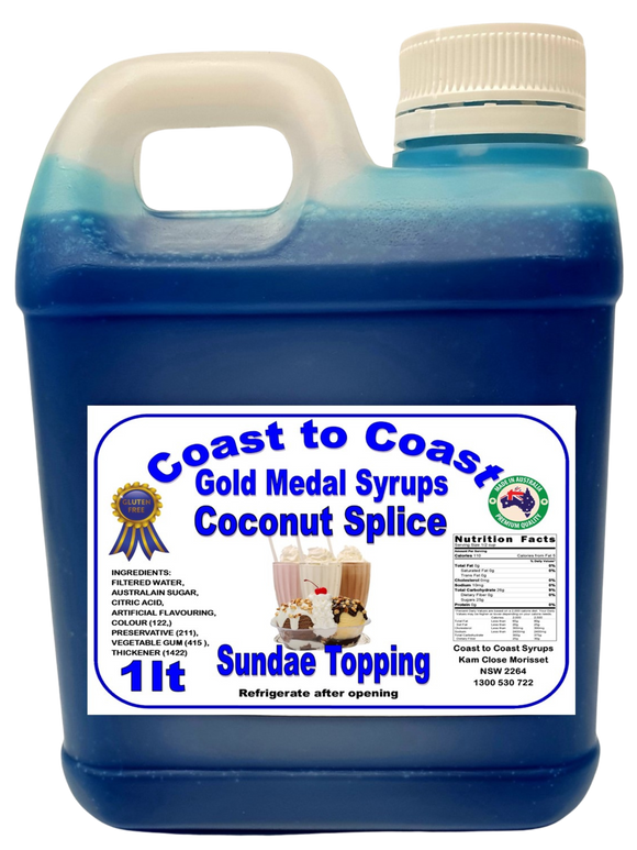 Gold Medal Coconut Splice Flavoured Milkshake Syrup, 1L Thickshake, Sundae, Topping