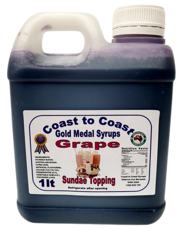 Gold Medal Grape Flavoured Milkshake Syrup, 1L Thickshake, Sundae, Topping