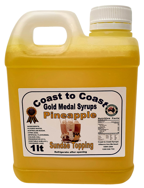 Gold Medal Pineapple Flavoured Milkshake Syrup, 1L Thickshake, Sundae, Topping