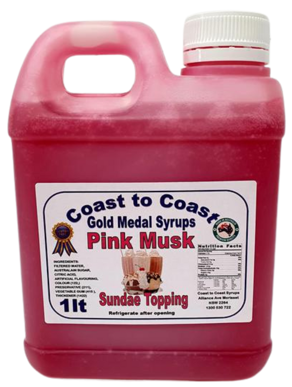 Gold Medal Pink Musk Flavoured Milkshake Syrup, 1L Thickshake, Sundae, Topping