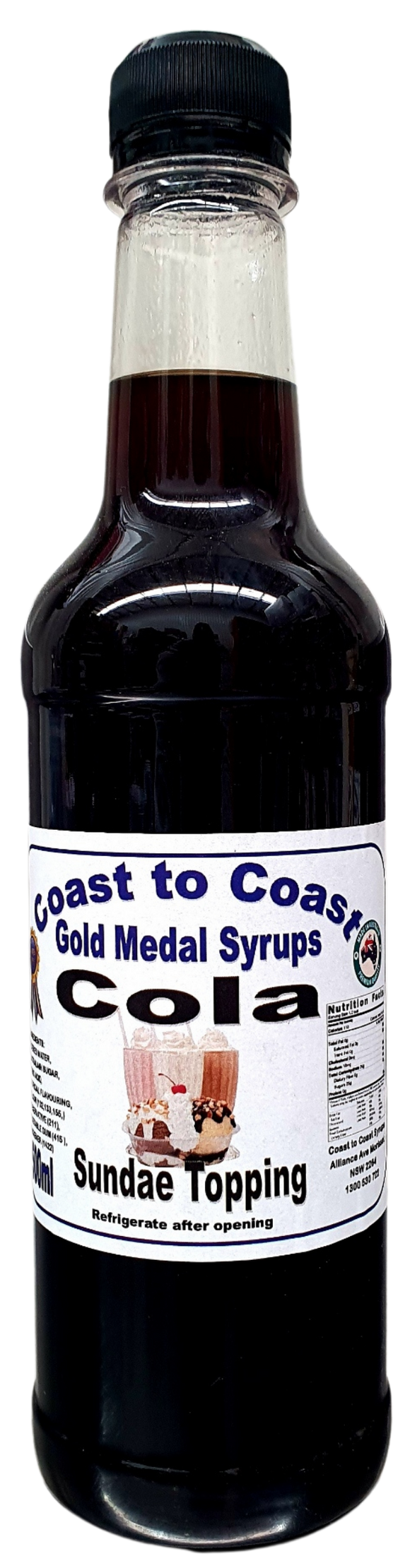 GOLD MEDAL COLA FLAVOURED MILKSHAKE SUNDAE TOPPING SYRUP 500ml