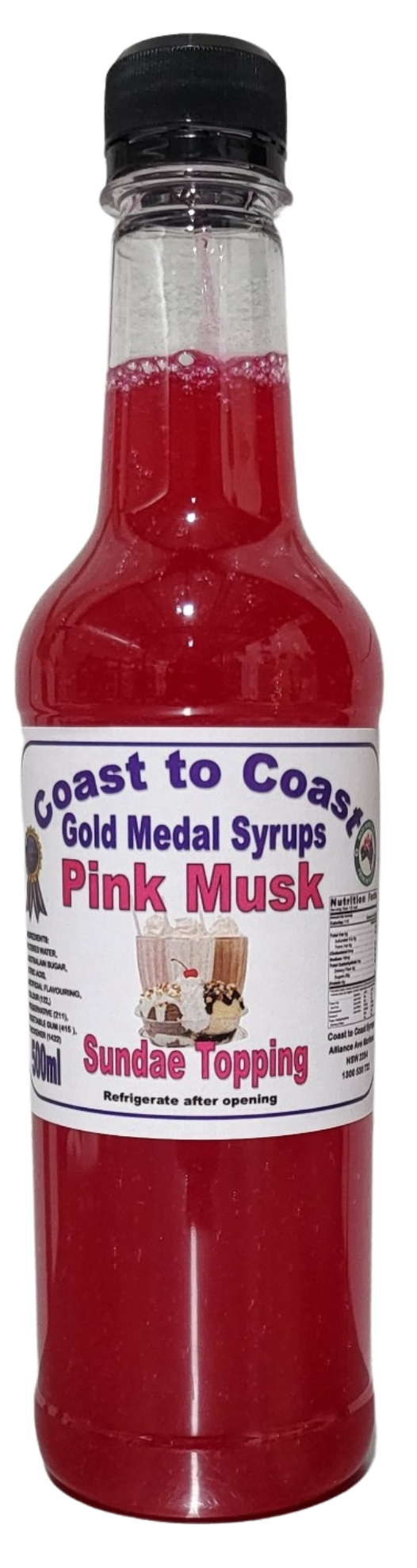 GOLD MEDAL PINK MUSK FLAVOURED MILKSHAKE, SUNDAE TOPPING SYRUP 500ml