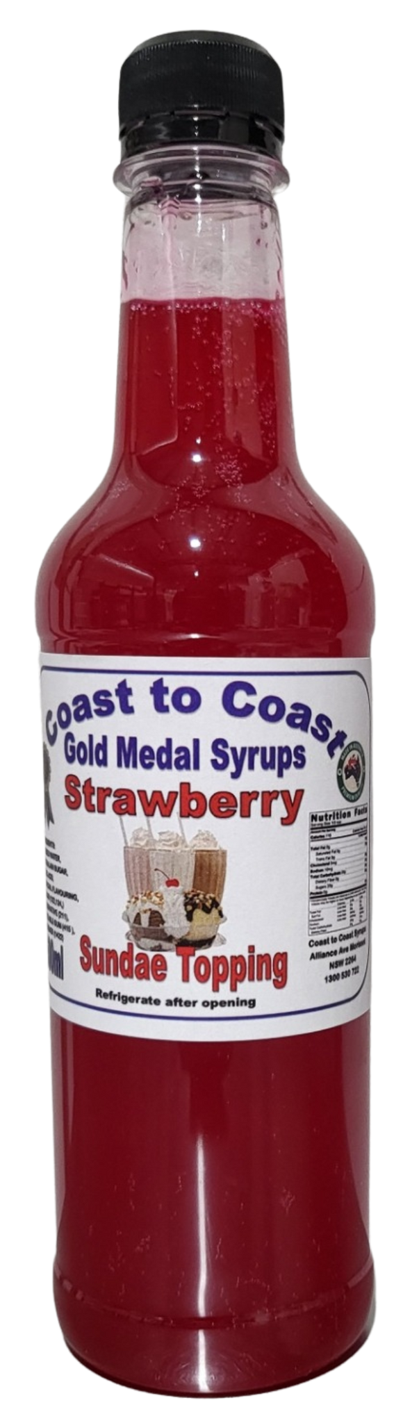 GOLD MEDAL STRAWBERRY FLAVOURED MILKSHAKE, SUNDAE TOPPING SYRUP 500ml