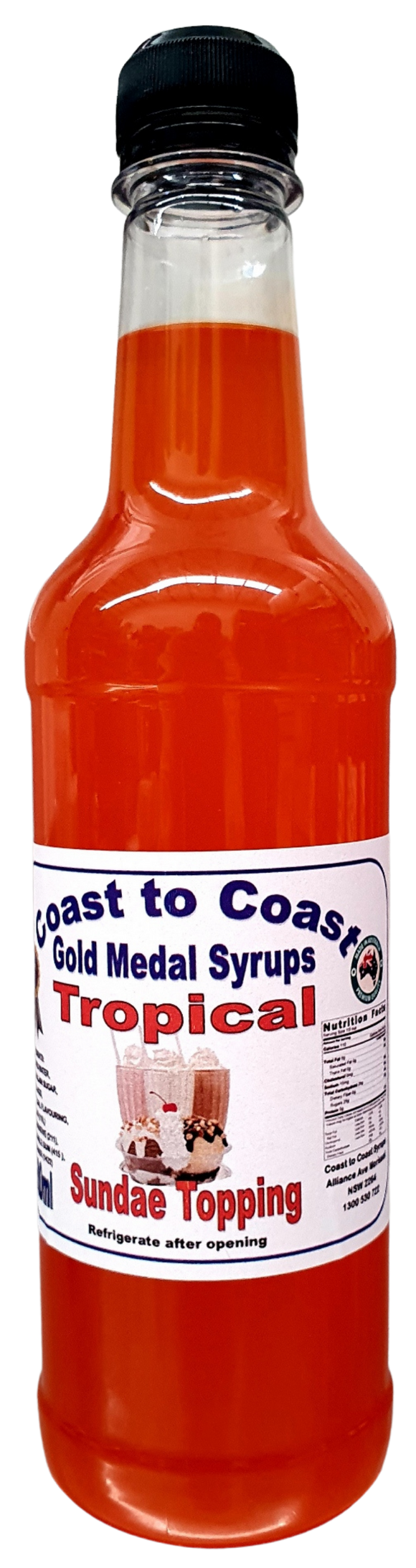 GOLD MEDAL TROPICAL FLAVOURED MILKSHAKE, SUNDAE TOPPING SYRUP 500ml