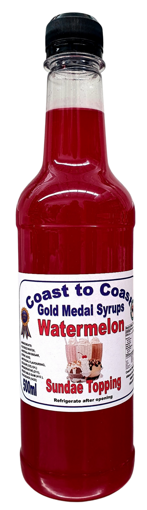 GOLD MEDAL WATERMELON FLAVOURED MILKSHAKE, SUNDAE TOPPING SYRUP 500ml