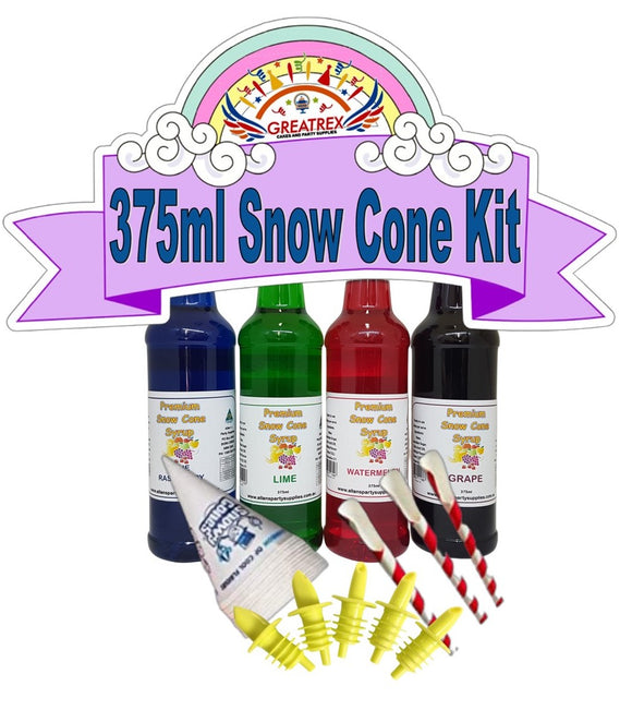 Snow Cone Syrups Starter Pack,4 x 375ml, Ready to Use
