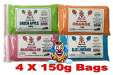 4 x 150g Bags, Fairy Floss Sugar, Ready 2 Use, Assorted Flavours