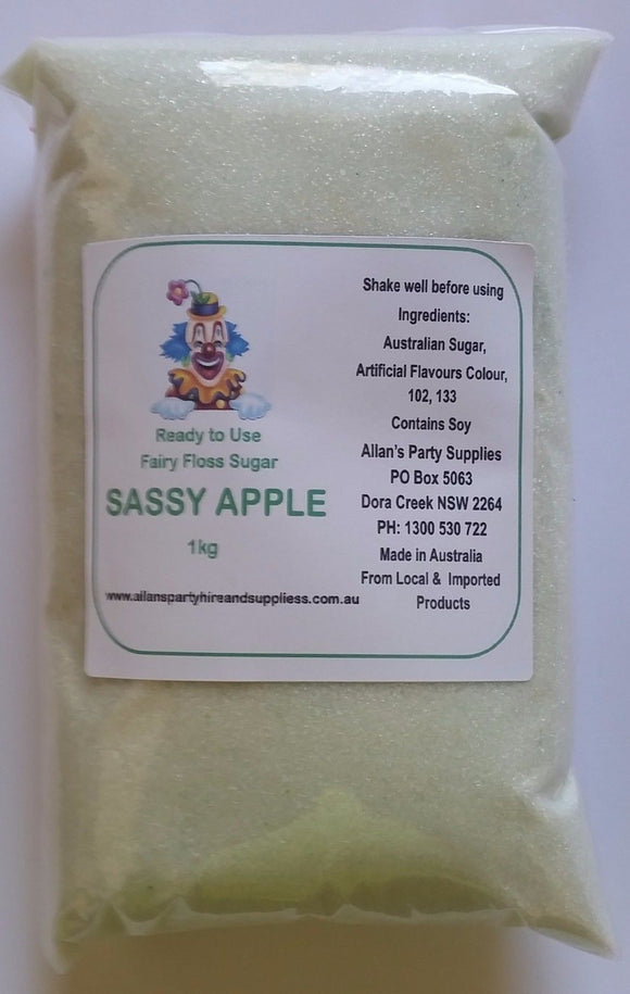 Fairy Floss Sassy Apple Sugar,Pre Mixed 1kg Fairy Floss Machine, Cotton Candy