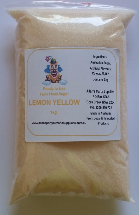 Fairy Floss Lemon Yellow Sugar,Pre Mixed 1kg Fairy Floss Machine, Cotton Candy