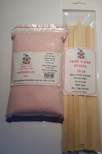 Fairy Floss 500g Sugar & 25 Sticks Serve Kit, Watermelon,Fairy Floss Machine,