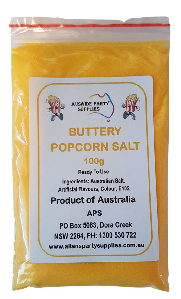 100g Butter Popcorn Salt, Cinema Quality Popcorn Salt, We Sell Popcorn Supplies