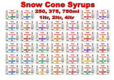 Snow Cone Syrups Starter Pack,4 x 250ml Assorted Flavours  Ready To Use