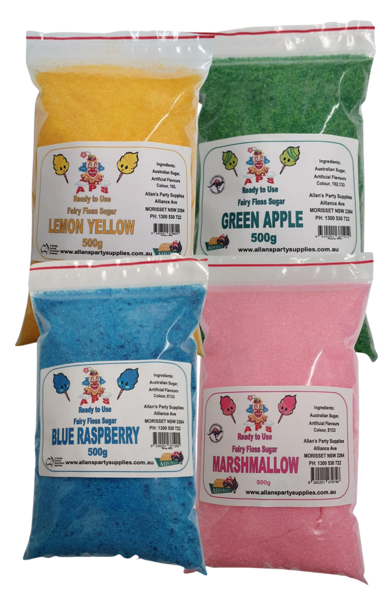 6 x 500g Bags Fairy Floss Sugar Ready to Use 6 Flavours You