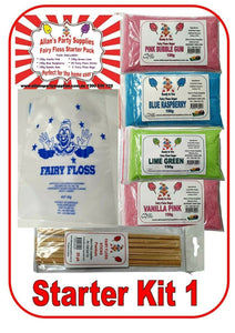 Fairy Floss Starter Kits, Fairy Floss Sugar 4 Flavours, Sticks, Fairy Floss Bags